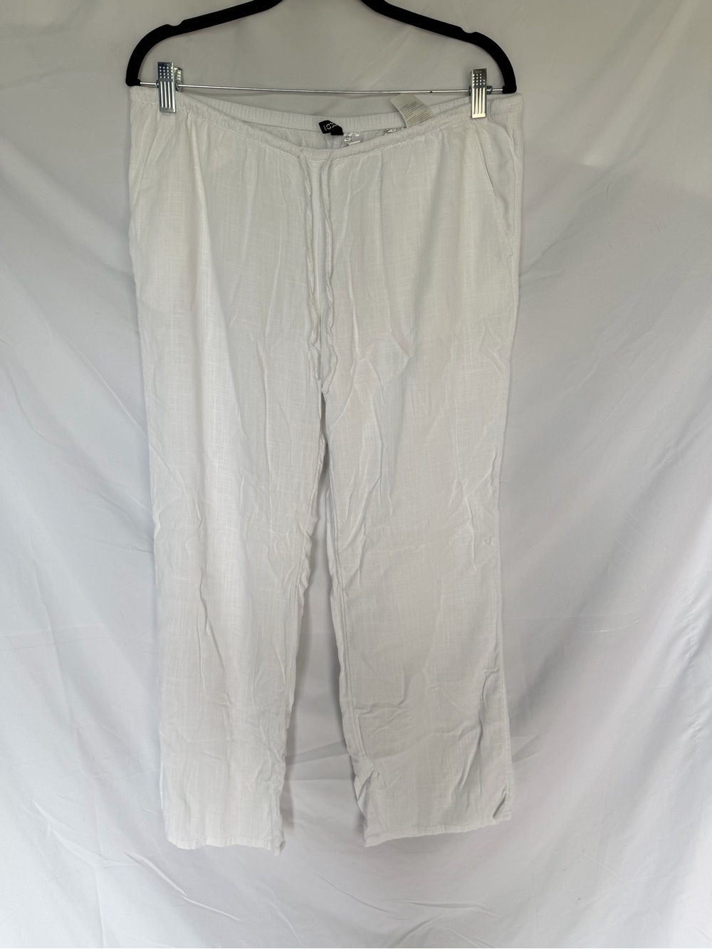 H&M White Drawstring Linen-Blend Pants